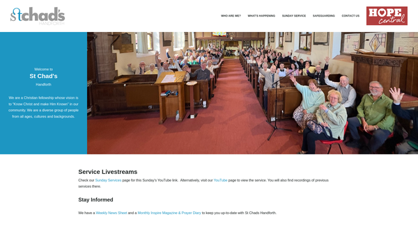 Screenshot of the The Parochial Church Council Of The Ecclesiastical Parish Of St Chad, Handforth website