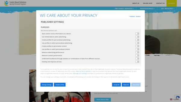Screenshot of the Family Based Solutions website
