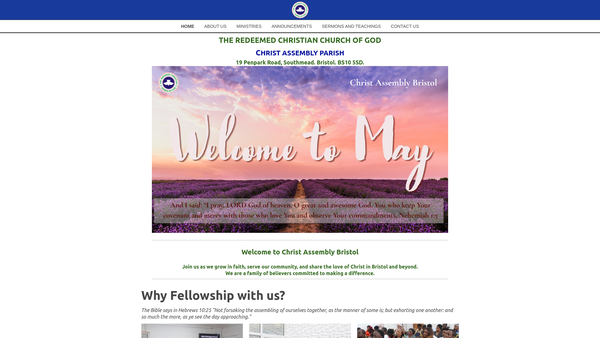 Screenshot of the The Redeemed Christian Church Of God Christ Assembly website
