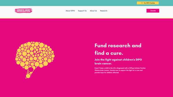 Screenshot of the Abbie's Army website