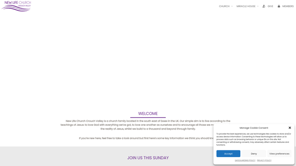 Screenshot of the New Life Church, Crouch Valley website