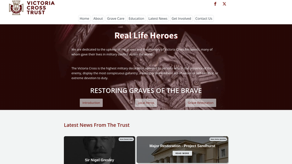 Screenshot of the Victoria Cross Trust website