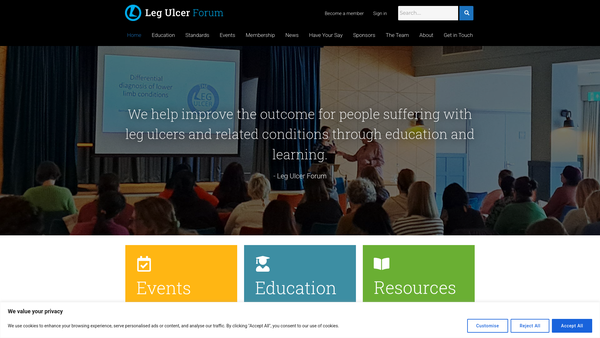 Screenshot of the Leg Ulcer Forum website