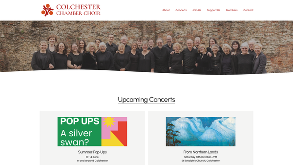 Screenshot of the Colchester Chamber Choir website