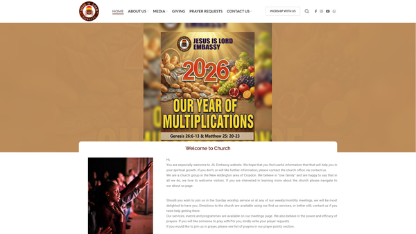 Screenshot of the Jesus Is Lord Embassy, London website