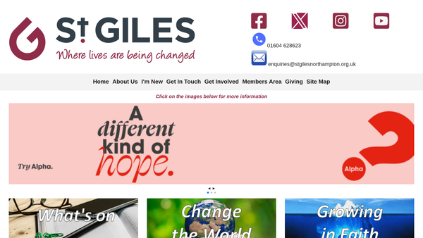 Screenshot of the The Parochial Church Council Of The Ecclesiastical Parish Of St Giles, Northampton website