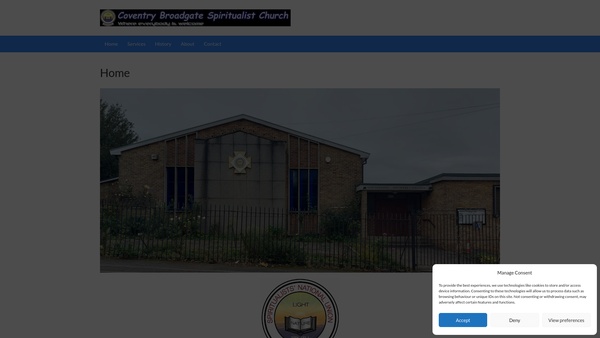Screenshot of the Broadgate National Spiritualist Church website