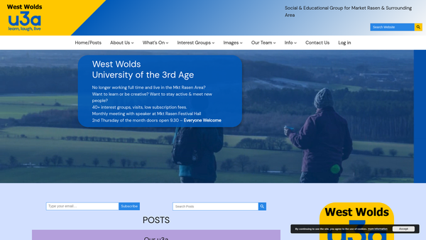 Screenshot of the The West Wolds University Of The Third Age website