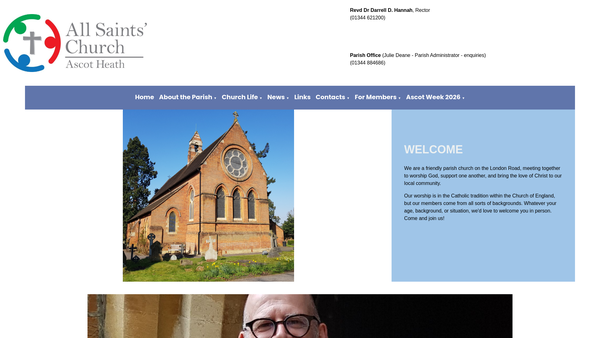 Screenshot of the The Parochial Church Council Of The Ecclesiastical Parish Of All Saints', Ascot Heath website