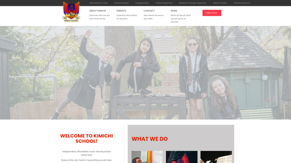 Screenshot of the Kimichi School website