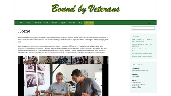 Screenshot of the Bound By Veterans website