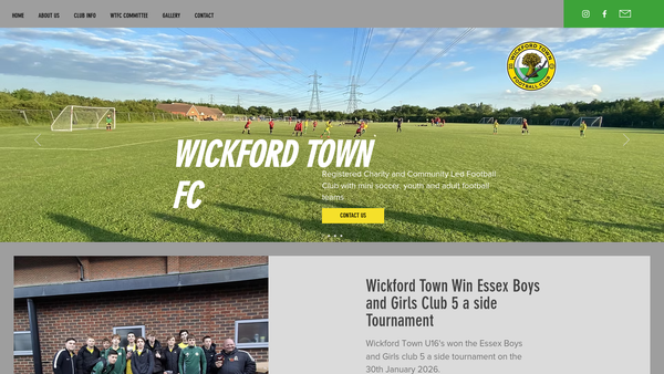 Screenshot of the Wickford Town F.C. website