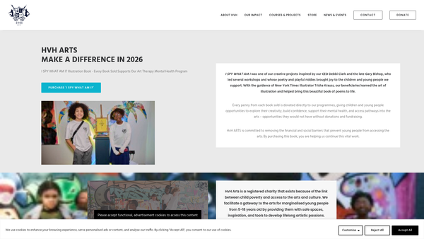Screenshot of the Hvh Arts Ltd website