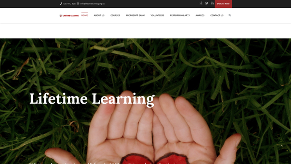 Screenshot of the Lifetime Learning website