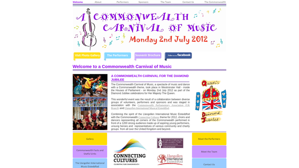 Screenshot of the Commonwealth Carnival Of Music website