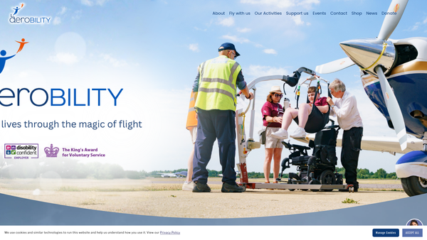Screenshot of the Aerobility website
