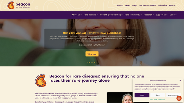 Screenshot of the Beacon: For Rare Diseases Ltd website