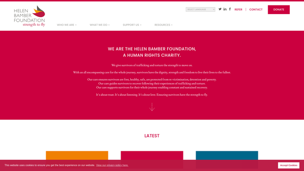 Screenshot of the Helen Bamber Foundation website