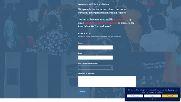 Screenshot of the Kicc The City Of Refuge website