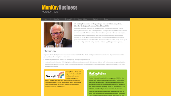 Screenshot of the The Monkey Business Foundation Limited website