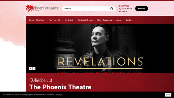 Screenshot of the Phoenix Theatre (Blyth) website