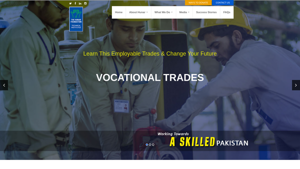 Screenshot of the The Hunar Foundation UK website