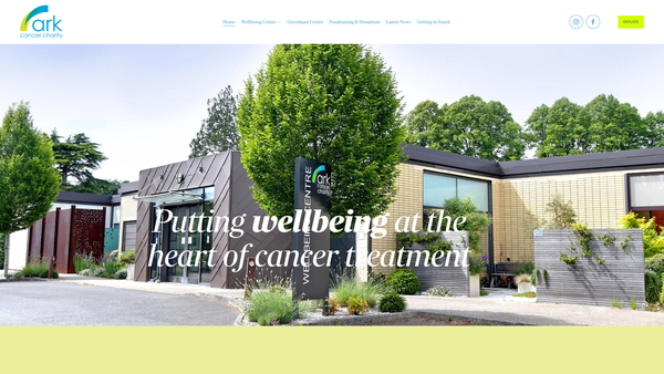 Screenshot of the Ark Cancer Charity website
