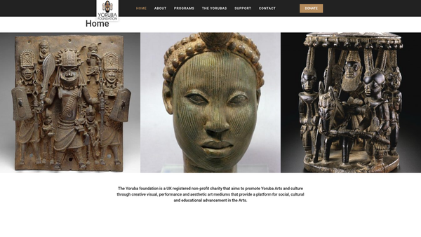 Screenshot of the Yoruba Foundation website
