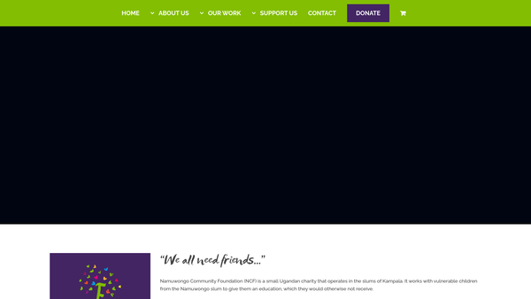 Screenshot of the Friends of Namuwongo Community Foundation website