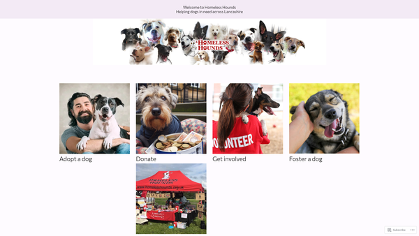 Screenshot of the Homeless Hounds website