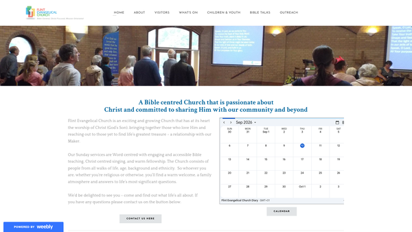 Screenshot of the Flint Evangelical Church website