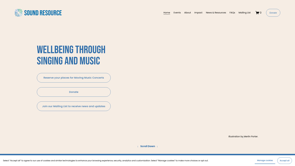 Screenshot of the Sound Resource website