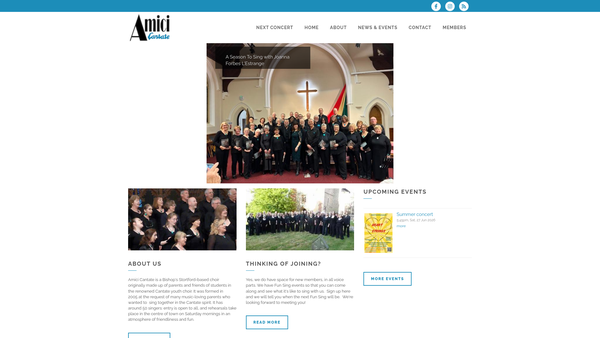 Screenshot of the Amici Cantate website