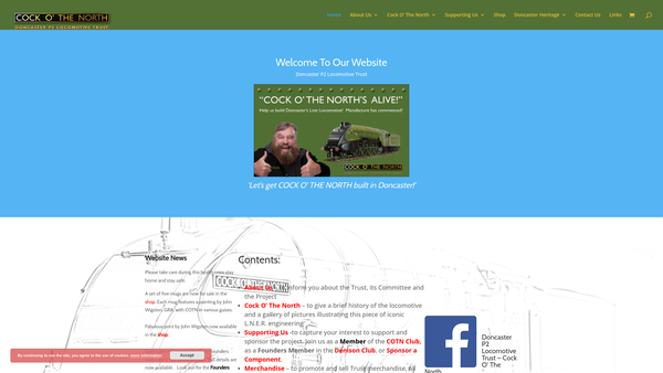 Screenshot of the Doncaster P2 Locomotive Trust website