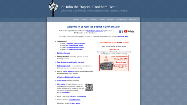 Screenshot of the The Parochial Church Council Of The Ecclesiastical Parish Of St. John The Baptist Cookham Dean website