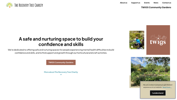 Screenshot of the The Recovery Tree Charity website