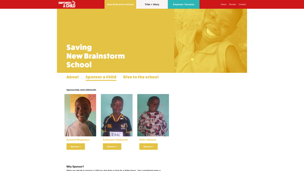Screenshot of the Empower A Child UK website