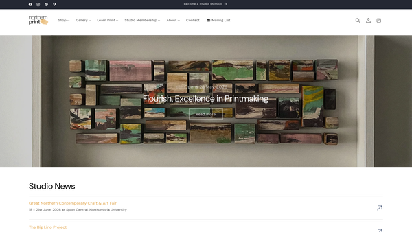 Screenshot of the Northern Print Studio Limited website