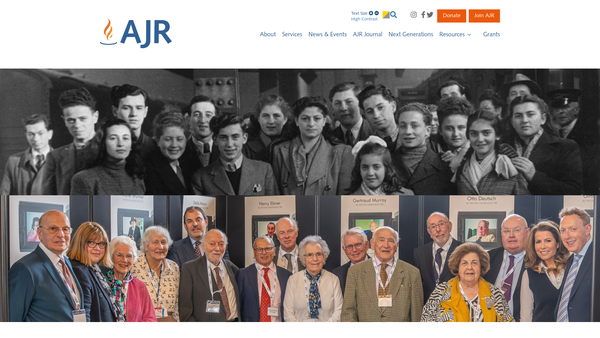 Screenshot of the The Association Of Jewish Refugees (Ajr) website