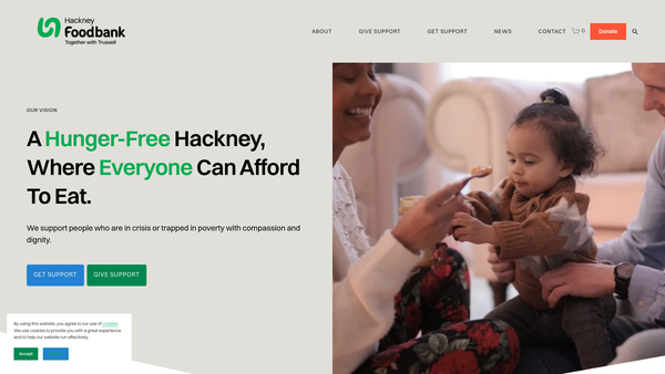 Screenshot of the The Hackney Foodbank website