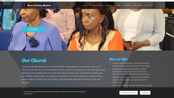 Screenshot of the House of Healing Nation website