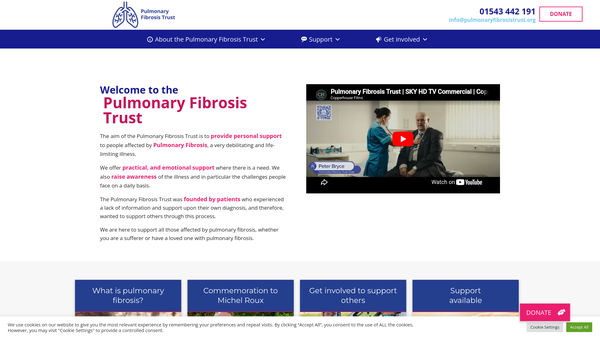 Screenshot of the Pulmonary Fibrosis Trust website