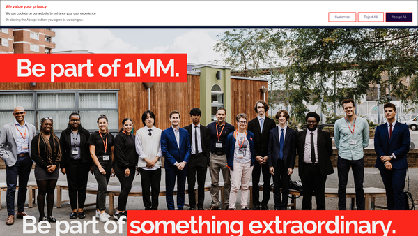 Screenshot of the One Million Mentors website
