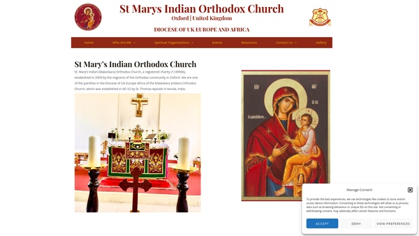 Screenshot of the St Marys Indian Orthodox Congregation Oxford website