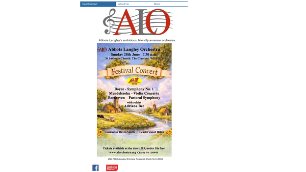Screenshot of the Abbots Langley Orchestra website