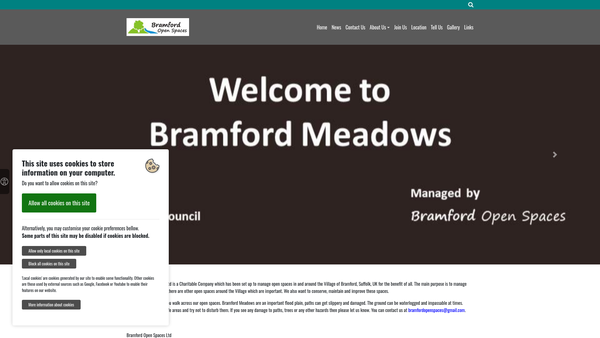 Screenshot of the Bramford Open Spaces Ltd website