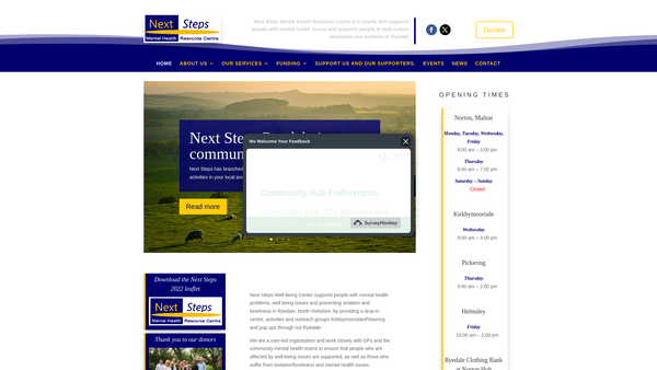 Screenshot of the Next Steps Mental Health Resource Centre website