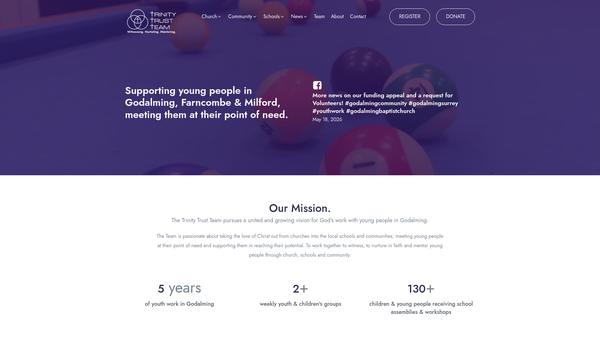 Screenshot of the Trinity Trust Team website