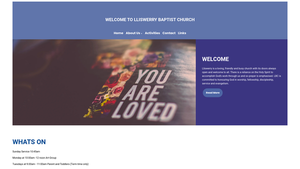 Screenshot of the Lliswerry Baptist Church website