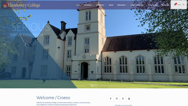 Screenshot of the Coleg Llanymddyfri website